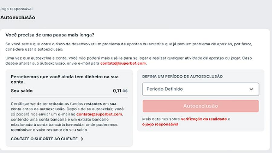 Autoexclusão na Superbet Brasil