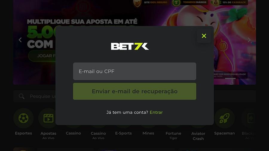 Recuperar senha na Bet7k.