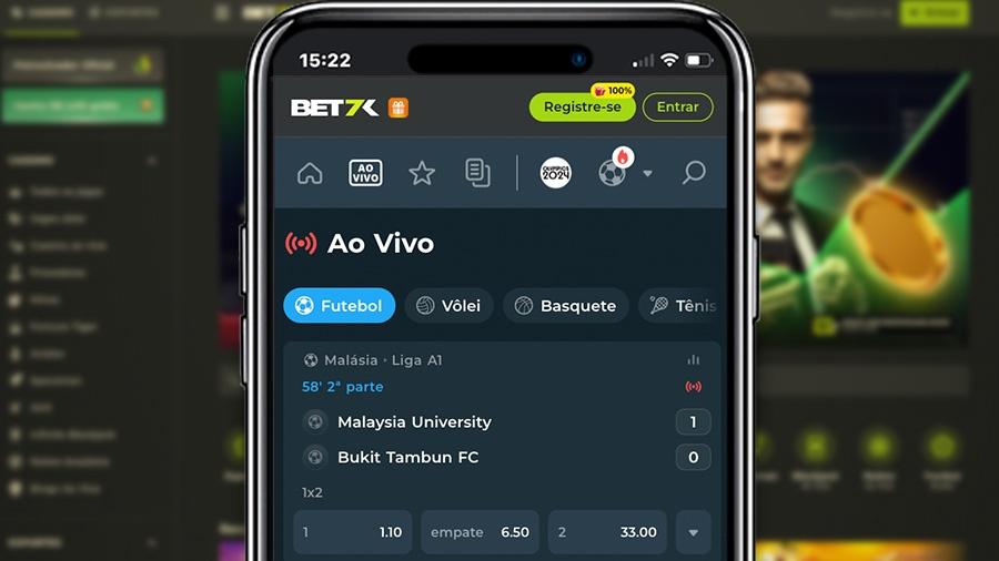 Pode fazer apostas ao vivo pelo App da Bet7K