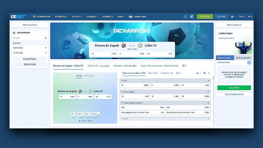 Após o registro na 1xBet, aproveite as apostas esportivas e cassino