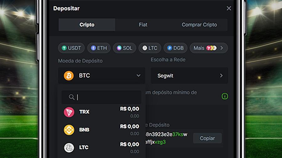 Fazer depósitos em criptomoedas na BC.Game