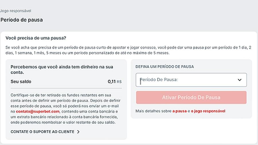 Sobre o tempo de pausa na Superbet Brasil