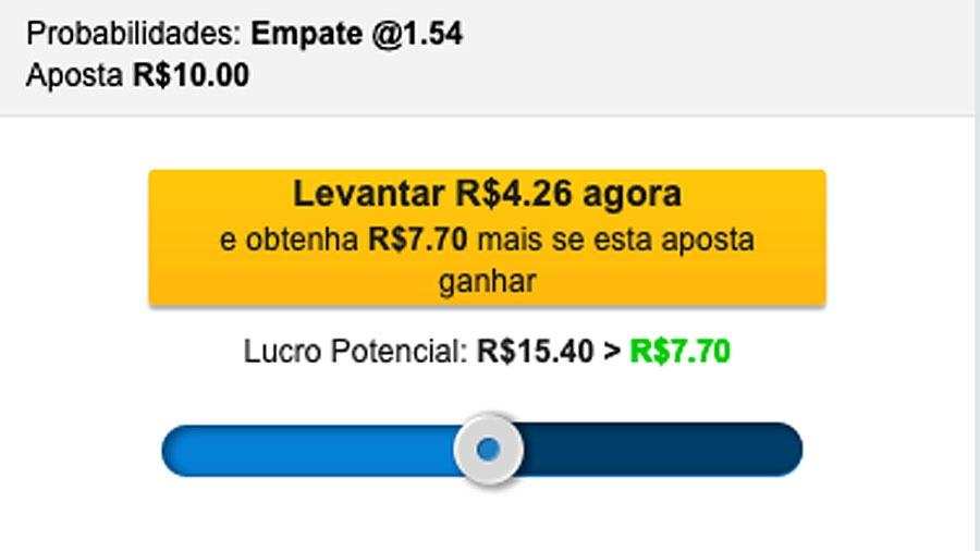 Exemplo de cash out na Betfair