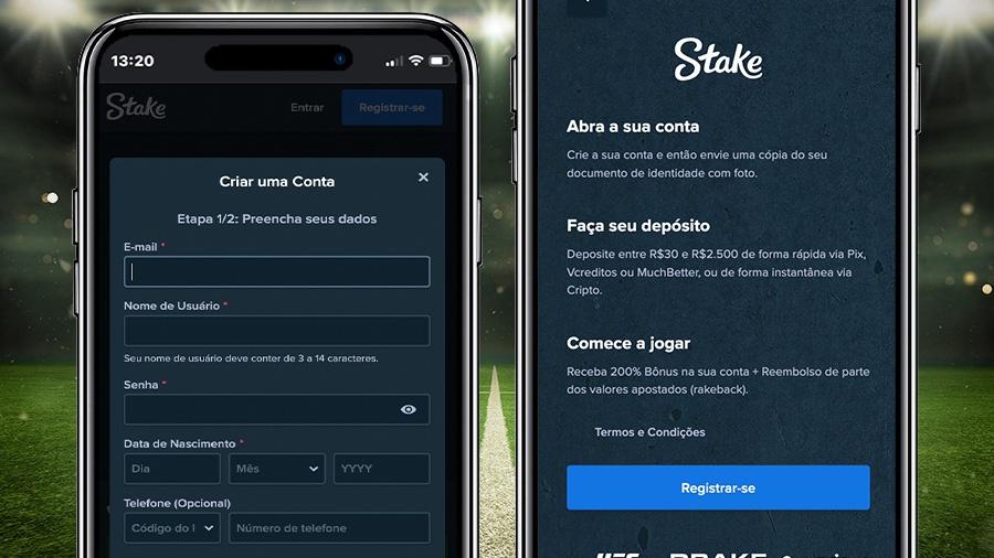 Insira o código promocional Stake no momento do registro