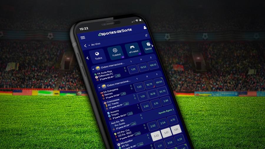 É possível fazer apostas ao vivo na versão mobile da Esportes da Sorte