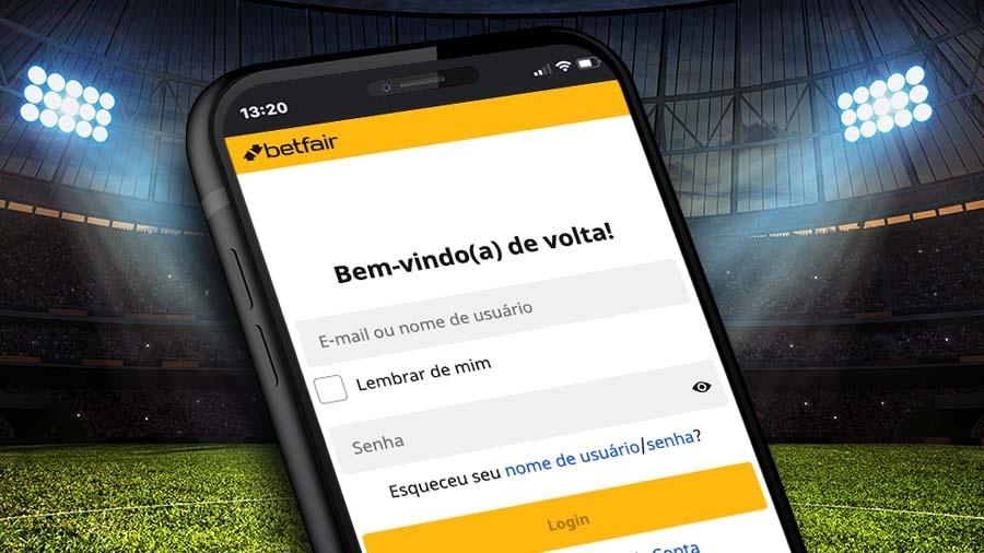 Logando no aplicativo da Betfair pelo aplicativo