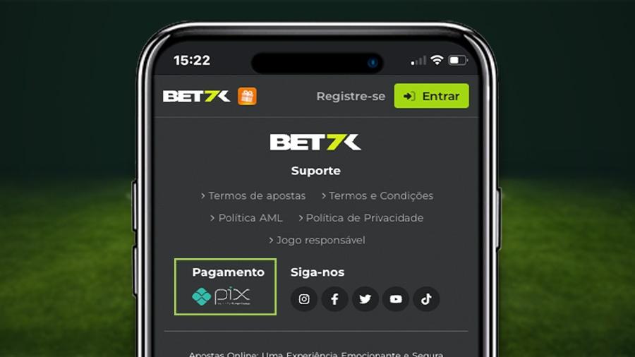 O método de pagamento disponível na Bet7K é o Pix. 