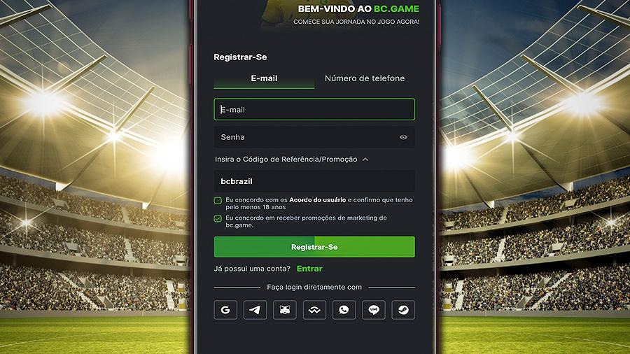 Pode fazer login na BC Game através do app