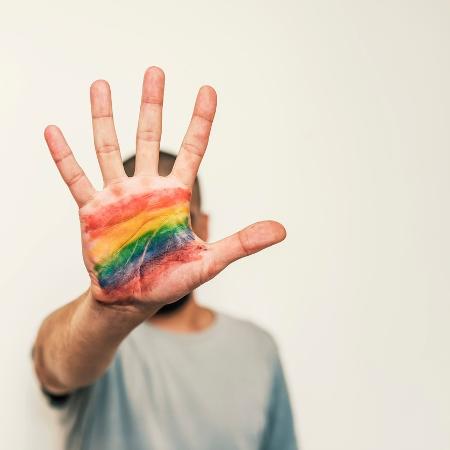 LGBT symbol in the palm of the hand - 