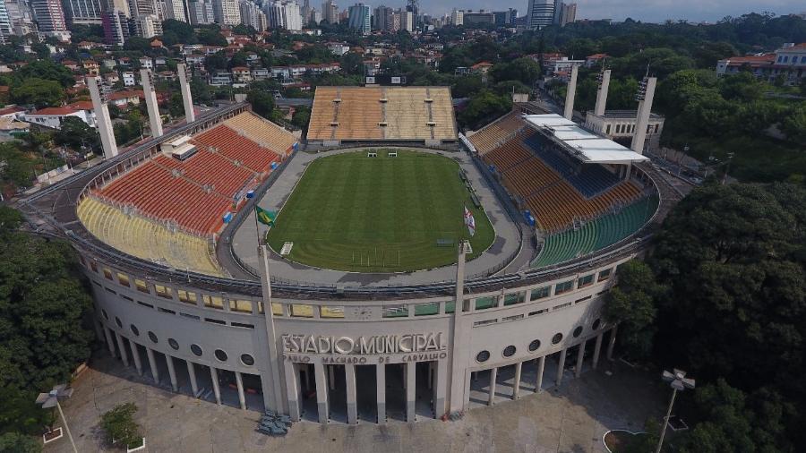 Estádio do Pacaembu, em São Paulo, visto de cima - 