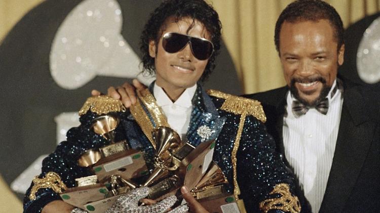 Michael Jackson e Quincy Jones no Grammy de 1984