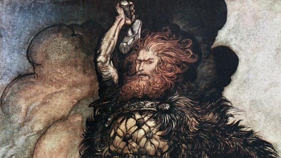 Deus Thor, em pintura do inglês Arthur Rackham - Reprodução