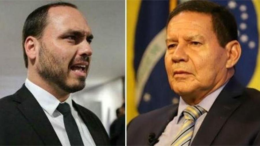 Vereador Carlos Bolsonaro (PSL-RJ) e o vice-presidente Hamilton Mourão - Reprodução