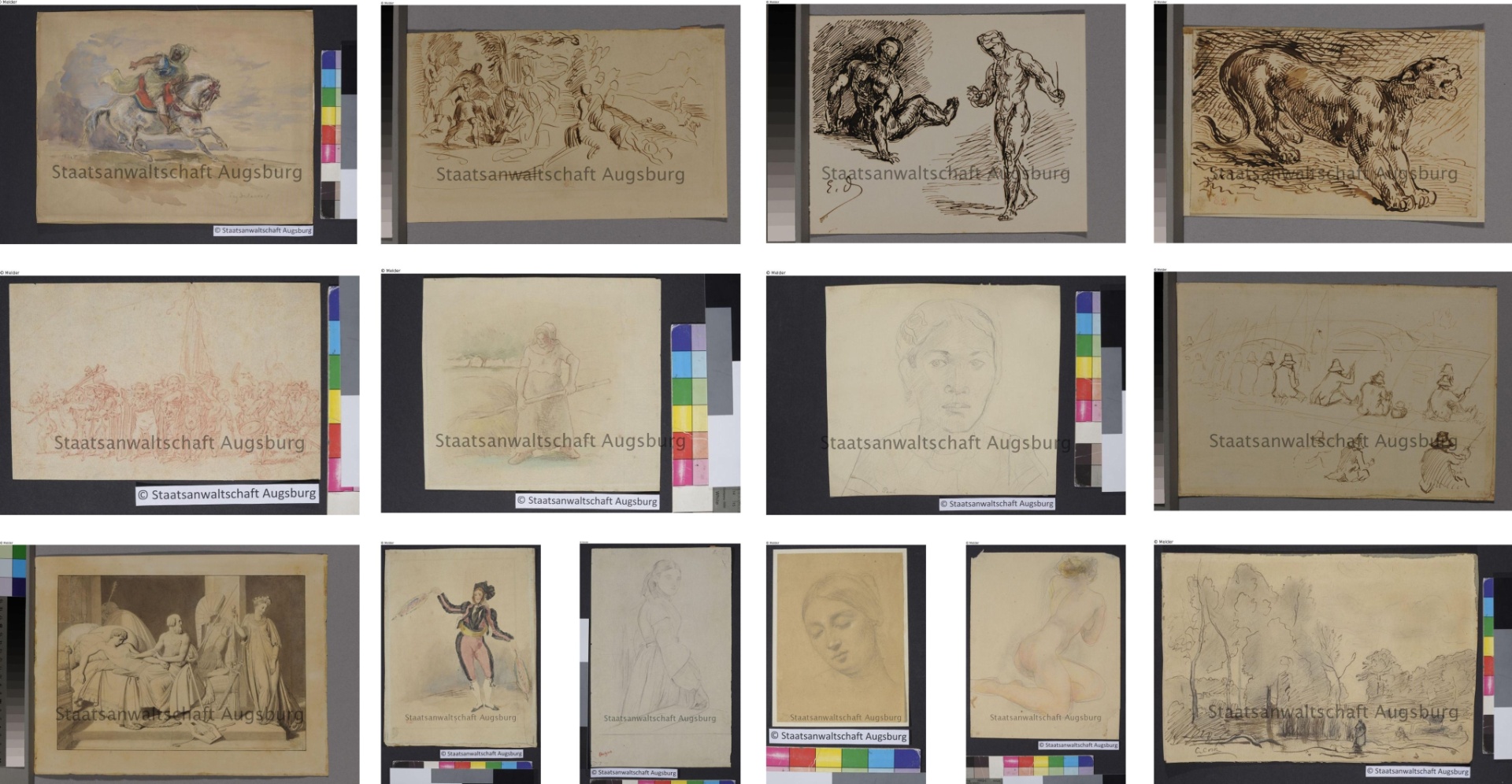 Desenhos ou aquarelas de Picasso, Degas, Delacroix e Cezanne estão entre as 1.406 obras de arte encontrado em Munique - AFP
