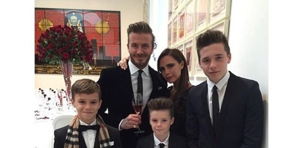 Beckham, e seus filhos: (da esq. para a dir.) Romeo James Beckham (de 12 anos), Harper Seven Beckham (3), Cruz David Beckham (10) e Brooklyn Joseph Beckham (12).  - Reprodução/Instagram