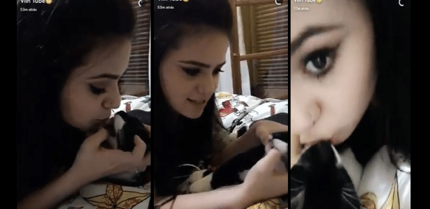 A youtuber "Viih Tube" gerou revolta nas redes sociais após cuspir na boca de seu gato em um vídeo  - Reprodução/Snapchat