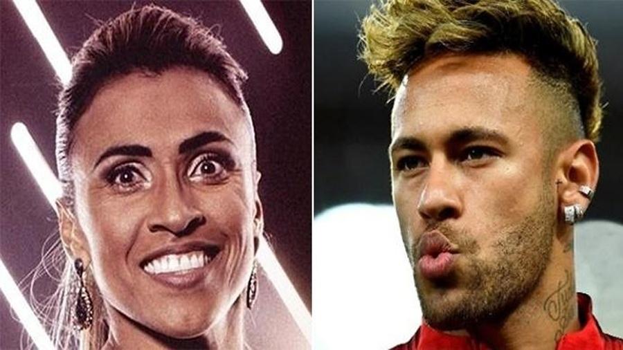 Marta e Neymar tiveram comparação salarial explorada em questão no Enem, criticada por Bolsonaro - Arte/UOL