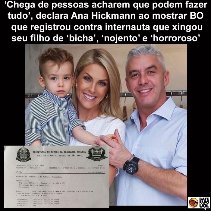19.out.2017 - As ofensas sofridas pelo filho de três anos de Ana Hickmann mexeram com mais de 950 fãs do Bate-papo UOL no Facebook.