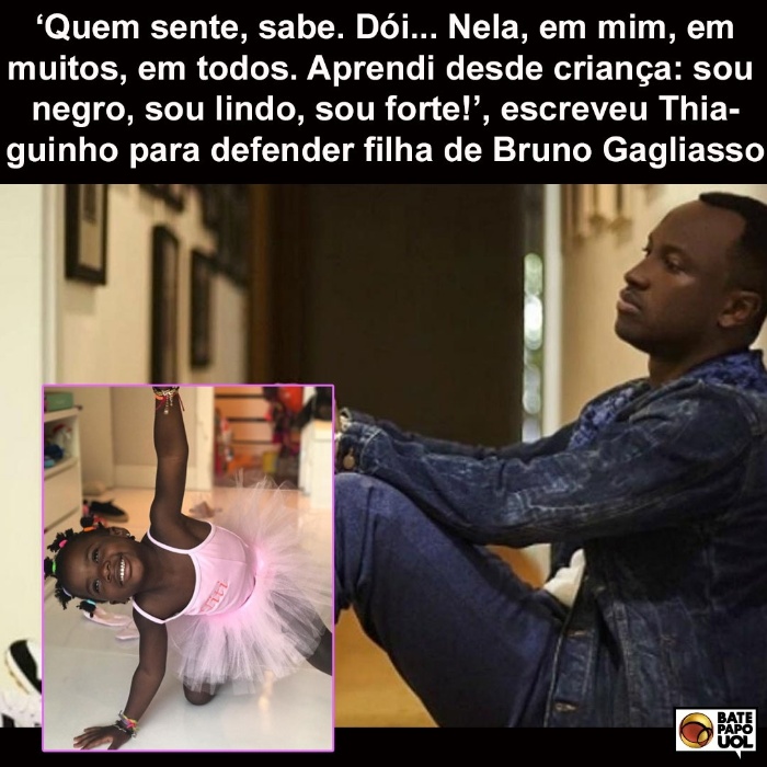 28.nov.2017 - O cantor Thiaguinho escreveu um texto lindo para Titi, a filha de Bruno Gagliasso, e mais de 1.600 fãs do Bate-papo UOL no Facebook interagiram.