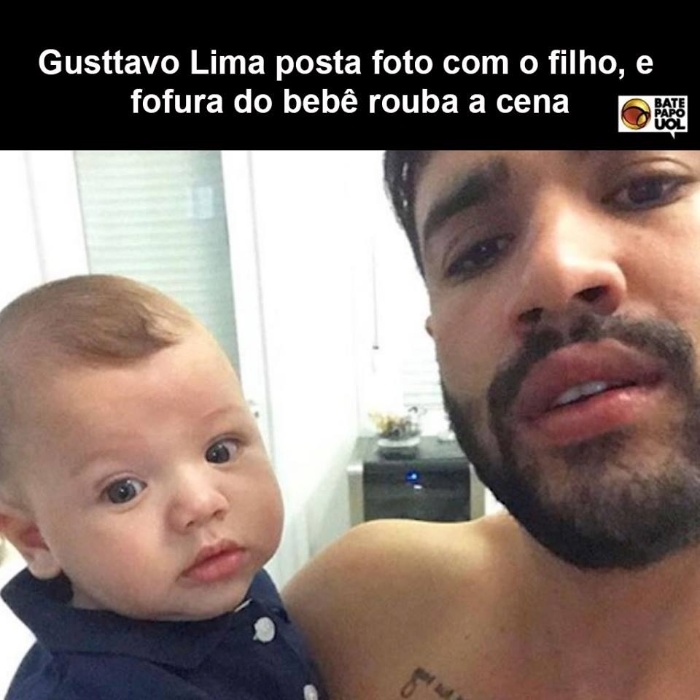 10.nov.2017 - Os internautas se renderam à fofura de Gabriel, filho de Gusttavo Lima. O post com a selfie da dupla gerou mais de 400 reações no Facebook do Bate-papo UOL.