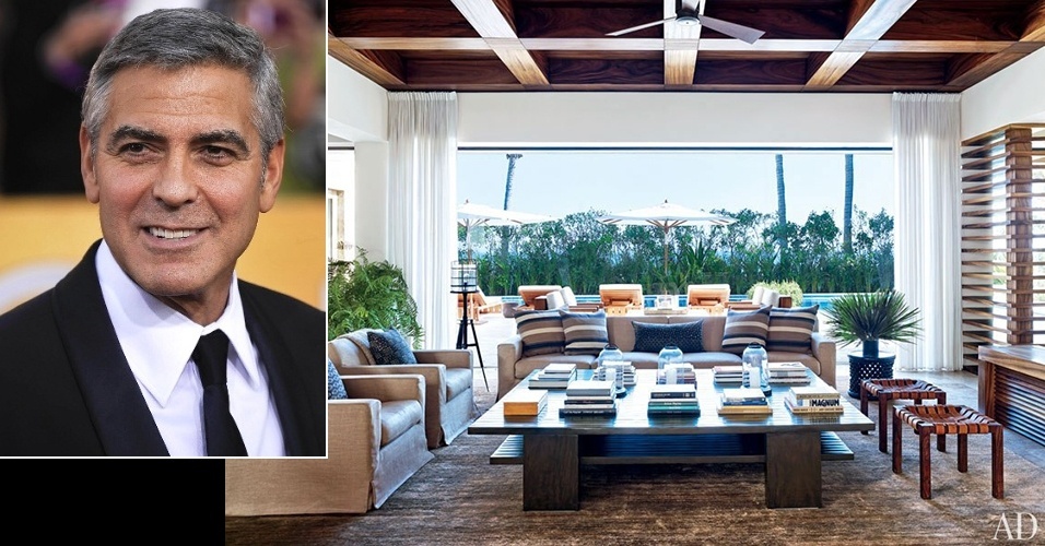 3.out.13 - O ator e galã de Hollywood George Clooney, 52, abriu as portas de sua nova casa de veraneio, em Los Cabos, no México, para a próxima edição da revista Architectural Digest. Na imagem à direita, a sala de estar da casa de George Clooney. Veja fotos da nova mansão do ator