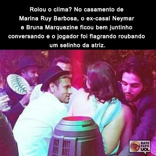 8.out.2017 - O beijo roubado de Neymar e Bruna Marquezine no casamento de Marina Ruy Barbosa deu o que falar