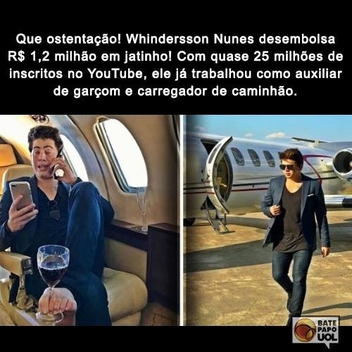 3.dez.2019 - O jatinho do youtuber Whindersson Nunes foi o babado entre os seguidores da página do Bate-papo UOL no Facebook nesse primeiro domingo de dezembro.