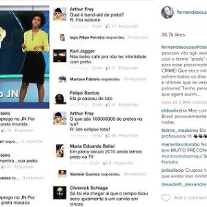 Grupo seria responsável por coordenar a publicação de uma série de comentários racistas na página do Jornal Nacional, da TV Globo, no mês passado, contra a jornalista Maria Júlia Coutinho - Reprodução/Instagram
