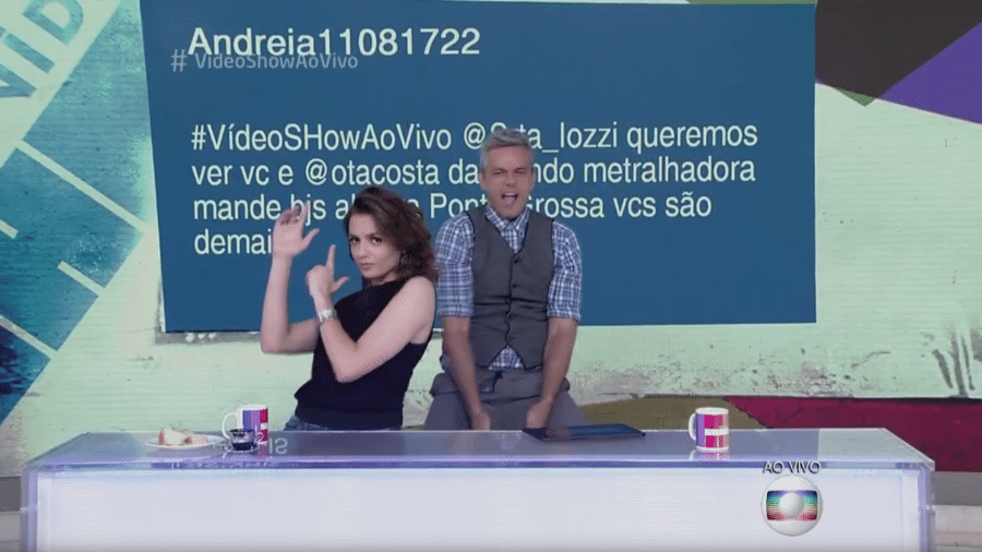 Monica Iozzi e Otaviano Costa no programa "Video Show", em 2016 - Reprodução/TV Globo