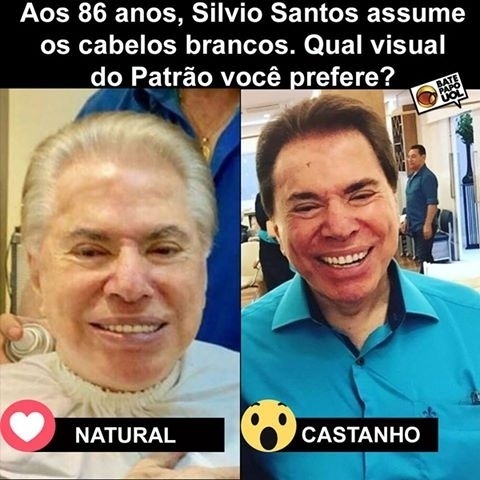 17.mar.2017 - Qual é o seu favorito: Silvio Santos grisalho ou de cabelo pintado? Foi esse o duelo mais curtido do Bate-papo UOL no Facebook.