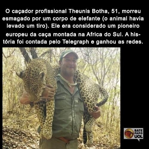 22.mai.2017 - A notícia sobre o caçador Theunis Botha foi o post mais popular da segunda no perfil do Bate-papo UOL no Facebook.