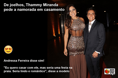 13.dez.2015 - O pedido de casamento de Thammy à namorada Andressa Ferreira foi curtido por mais de cem internautas e gerou mais de cem comentários