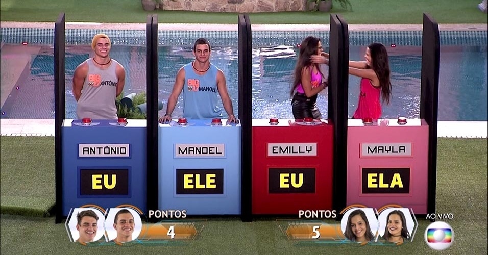 As gêmeas Emilly e Mayla venceram o game de perguntas e respostas no primeiro programa ao vivo do "BBB17" - Reprodução/TV Globo