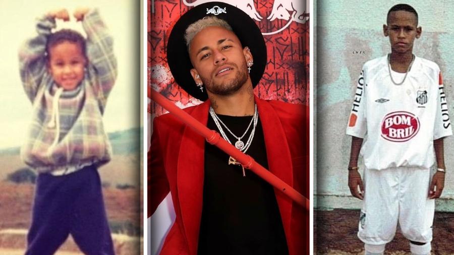 Neymar durante três fases de sua vida - Reprodução Twitter/Instagram/Thomas SAMSON / AFP