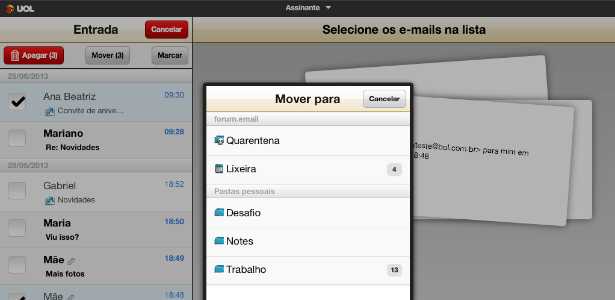 Novo UOL Mail Mobile está disponível para smartphones e tablets com os sistemas iOS e Android - Reprodução/UOL Mail