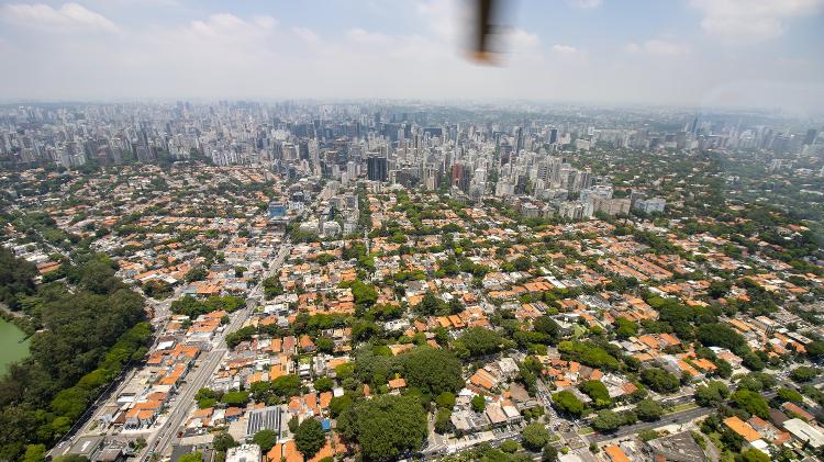 Bairro dos Jardins, em São Paulo: Vista a partir de voo de helicóptero da Revo