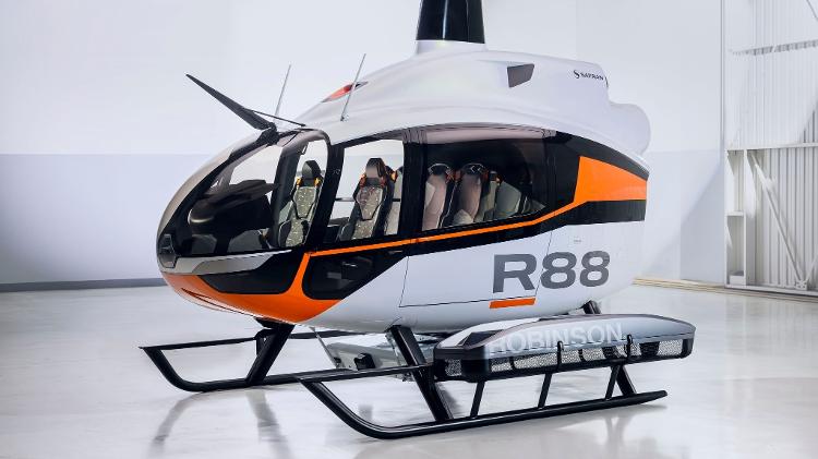 Modelo de demonstração do helicóptero Robinson R88: Aeronave foi revelada em março de 2025 e ainda está em desenvolvimento Modelo de demonstração do helicóptero Robinson R88: Aeronave foi revelada em março de 2025 e ainda está em desenvolvimento