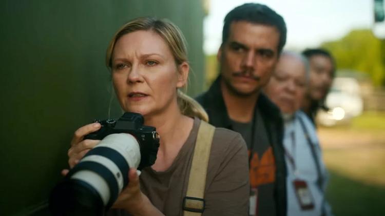 Kirsten Dunst e Wagner Moura em 'Guerra Civil'