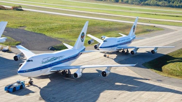 Dois Boeings 747 da Pratt & Whitney usados como plataforma de testes para motores