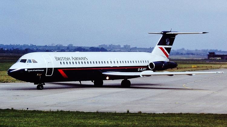 Avião G-BJRT da British Airways fotografado em Birmingham em 1989