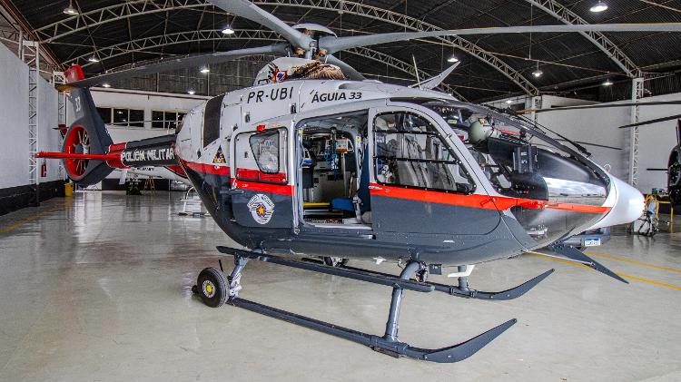 O helicóptero Águia 33, um AIrbus EC135 da Polícia Militar de São Paulo