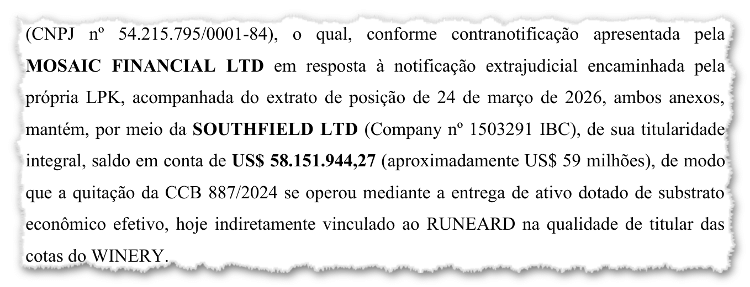 Correspondência entre a empresa de Lucas Kallas e o liquidante do Master Correspondência entre a empresa de Lucas Kallas e o liquidante do Master