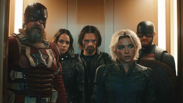 David Harbour, Hannah John-Kamen, Sebastian Stan, Florence Pugh e Wyatt Russell em 'Thunderbolts*' David Harbour, Hannah John-Kamen, Sebastian Stan, Florence Pugh e Wyatt Russell em 'Thunderbolts*'