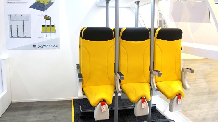 Modelo de assento de aviões batizado de Skyrider 2.0, da empresa italiana Aviointeriors: protótipo não saiu do papel