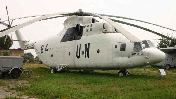 Helicóptero Mi-26 com o padrão da ONU: Exemplar é dedicado a missões humanitárias