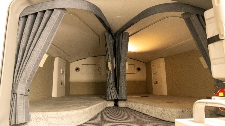 Sarcófago do A350 da Azul: Espaço serve para tripulantes descansarem em voos longos