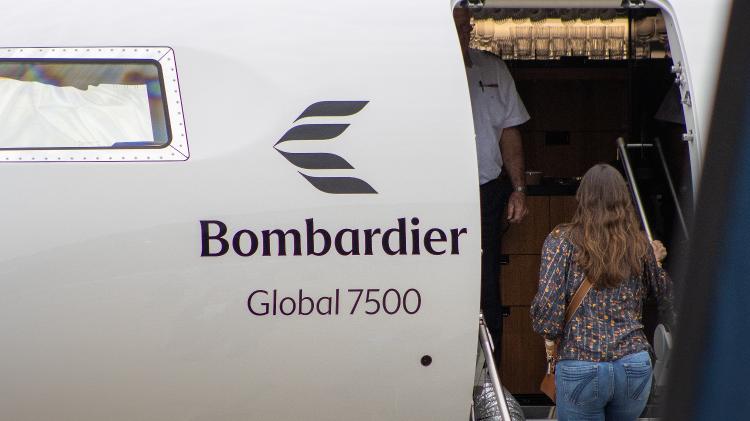 Jato executivo Bombardier Global 7500, mesmo modelo de aeronave que trouxe o novo técnico da seleção brasileira, Carlo Ancelotti, ao Brasil em maio Jato executivo Bombardier Global 7500, mesmo modelo de aeronave que trouxe o novo técnico da seleção brasileira, Carlo Ancelotti, ao Brasil em maio