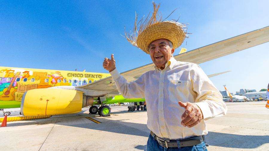 Avião temático da Gol em homenagem à personagem Chico Bento, do cartunista Mauricio de Sousa