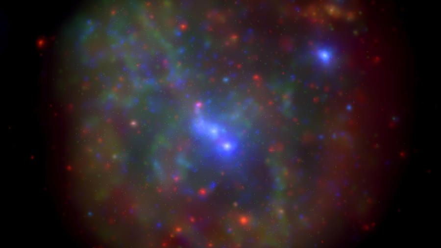 Imagem combina observações do buraco negro no centro da Via Láctea em raios-X obtidos com o telescópio espacial Swift - Nasa/ Swift/ N. Degenaar