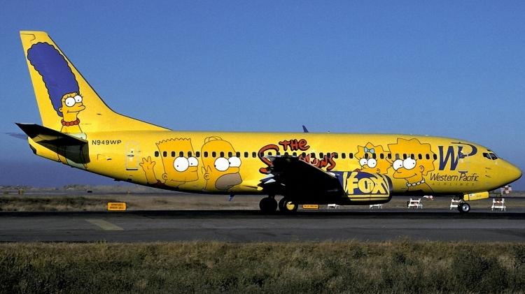 Avião da Western Pacific com pintura em homenagem à série 'Os Simpsons'